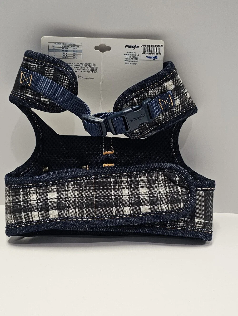Wrangler brand plaid dog vest harness Small NEW